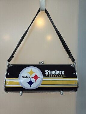 LITTLE EARTH Pittsburgh Steelers Handbag Metal License Plate Purse Faux Leather*